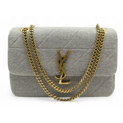NEUF SAC A MAIN SAINT LAURENT JAMIE 634820 EN JERSEY GRIS BANDOULIERE BAG 1790€